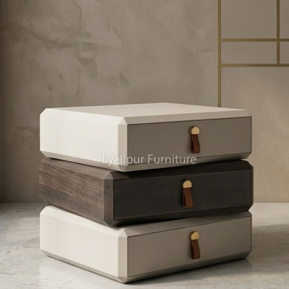 Trio Chamfered Tri-Tone Nightstand