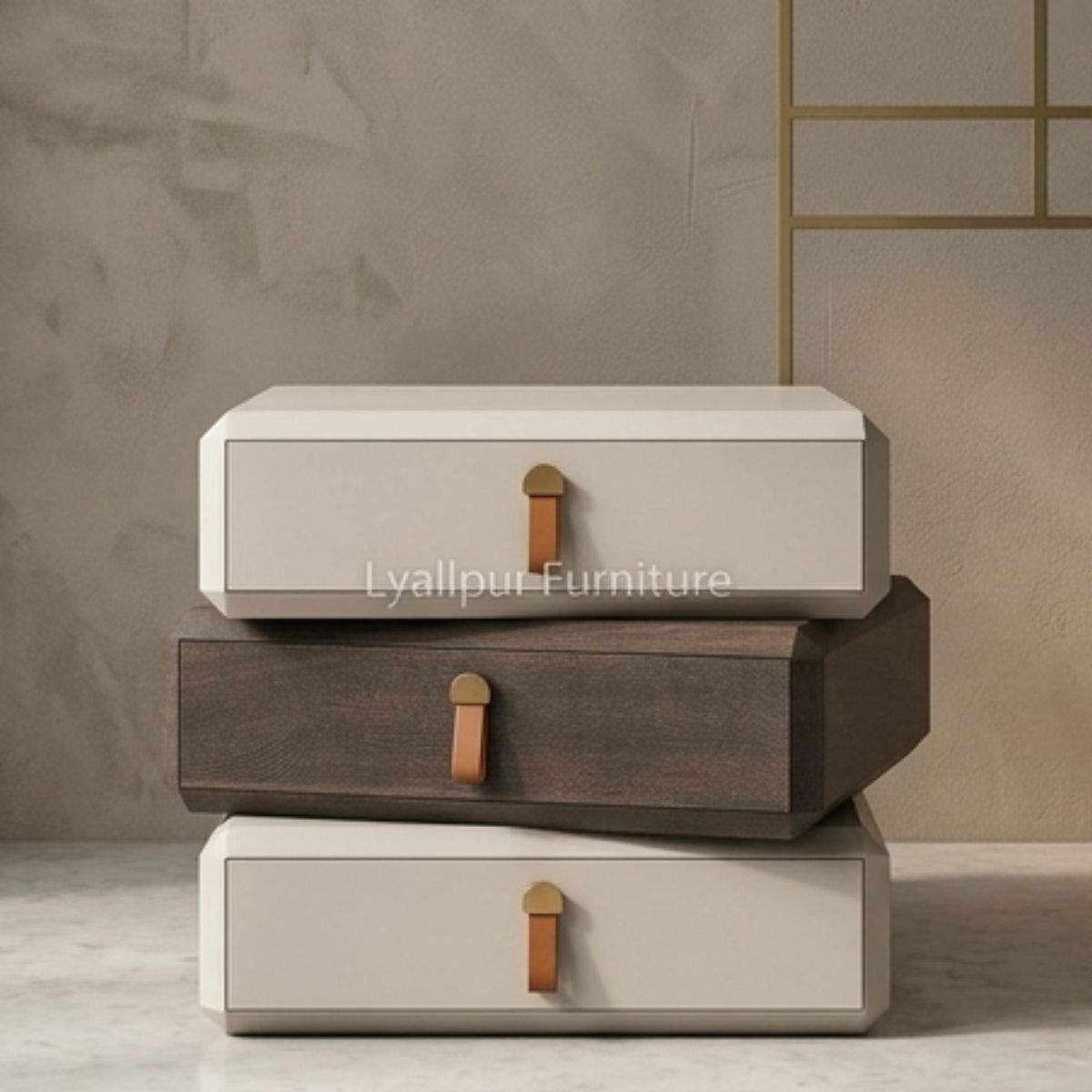 Trio Chamfered Tri-Tone Nightstand