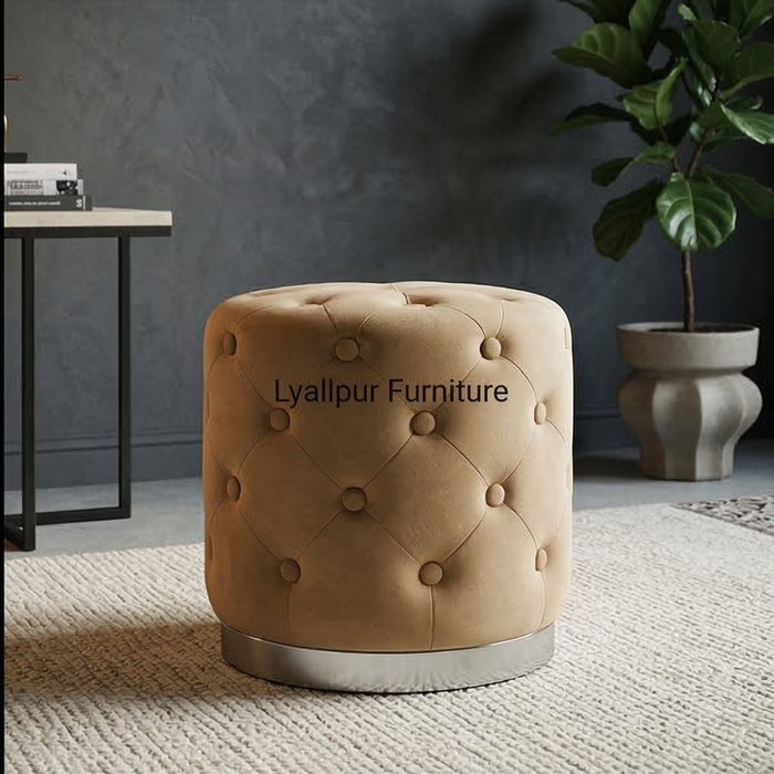 Tufted Round Ottoman Stool