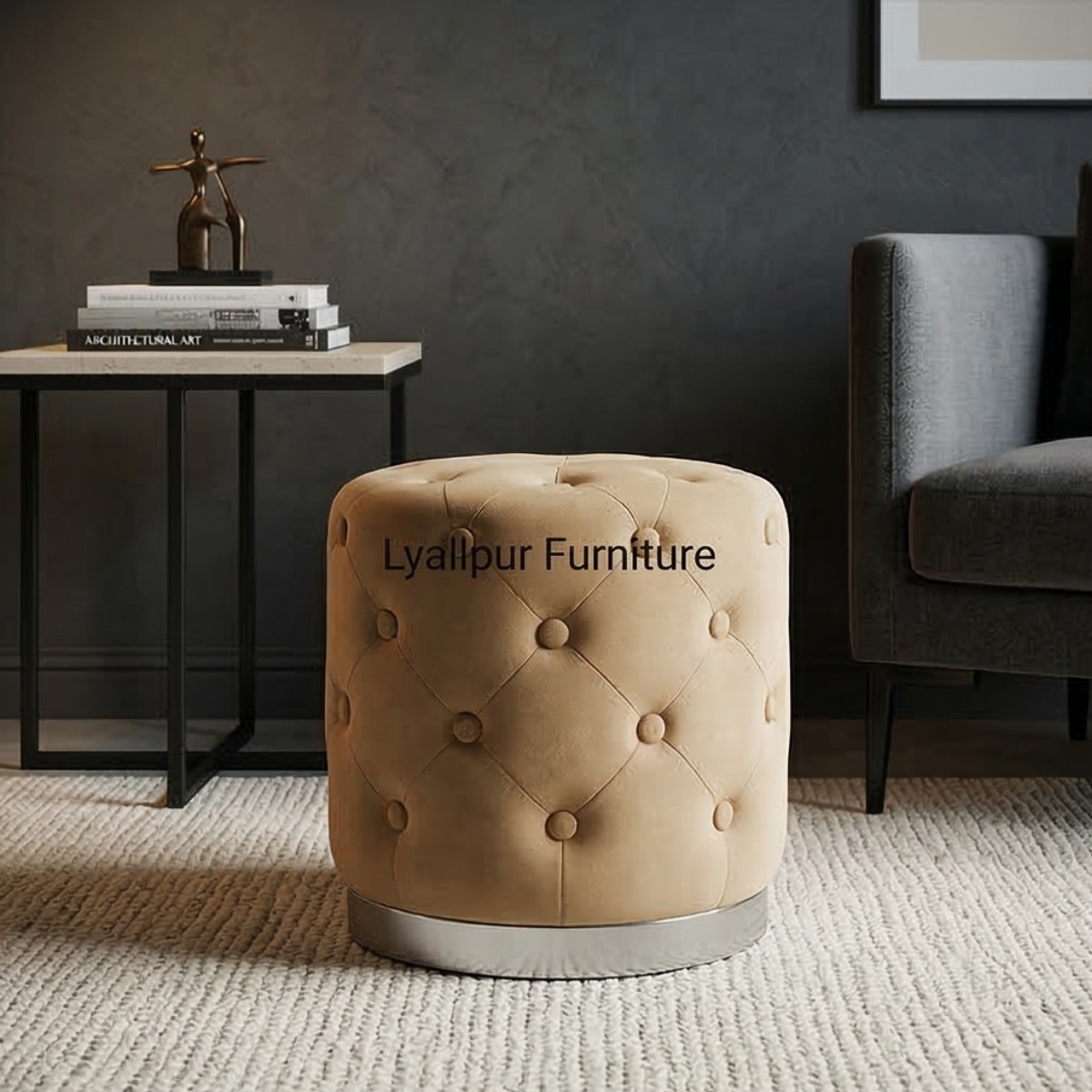 Tufted Round Ottoman Stool
