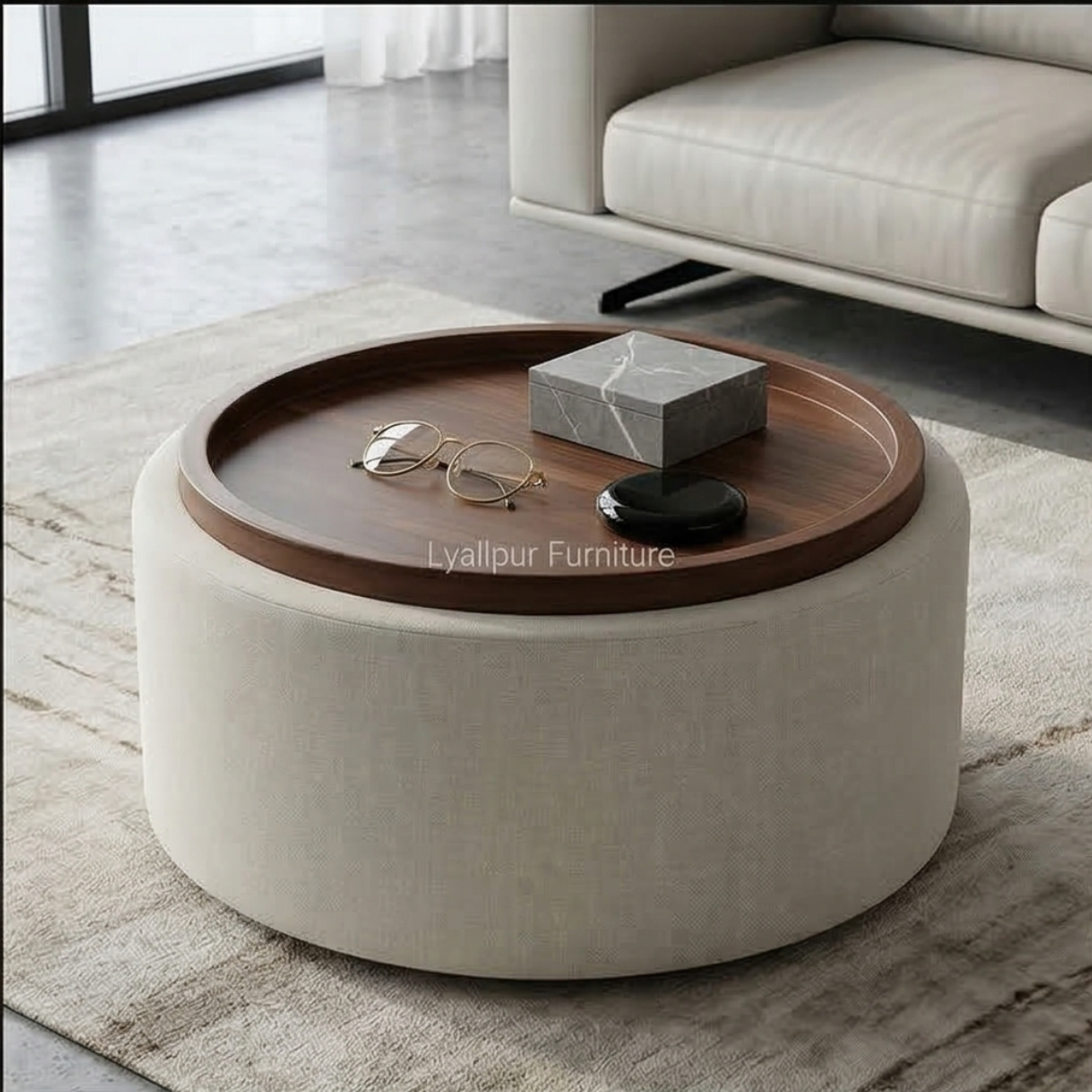 Upholstered Tray Ottoman Table