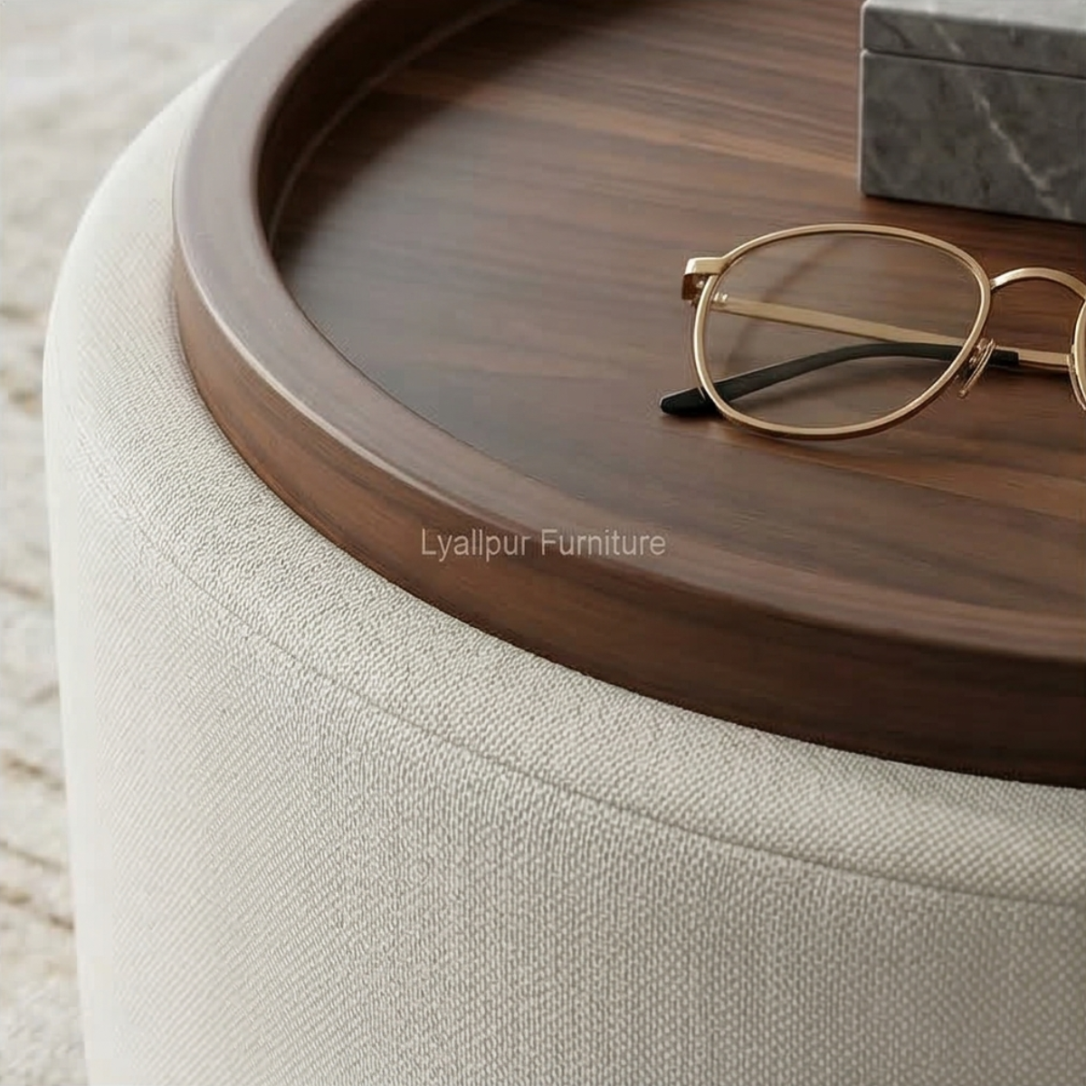 Upholstered Tray Ottoman Table
