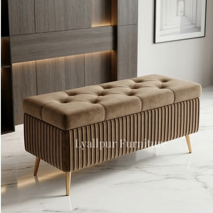 Velvet Tufted Ottoman Bench