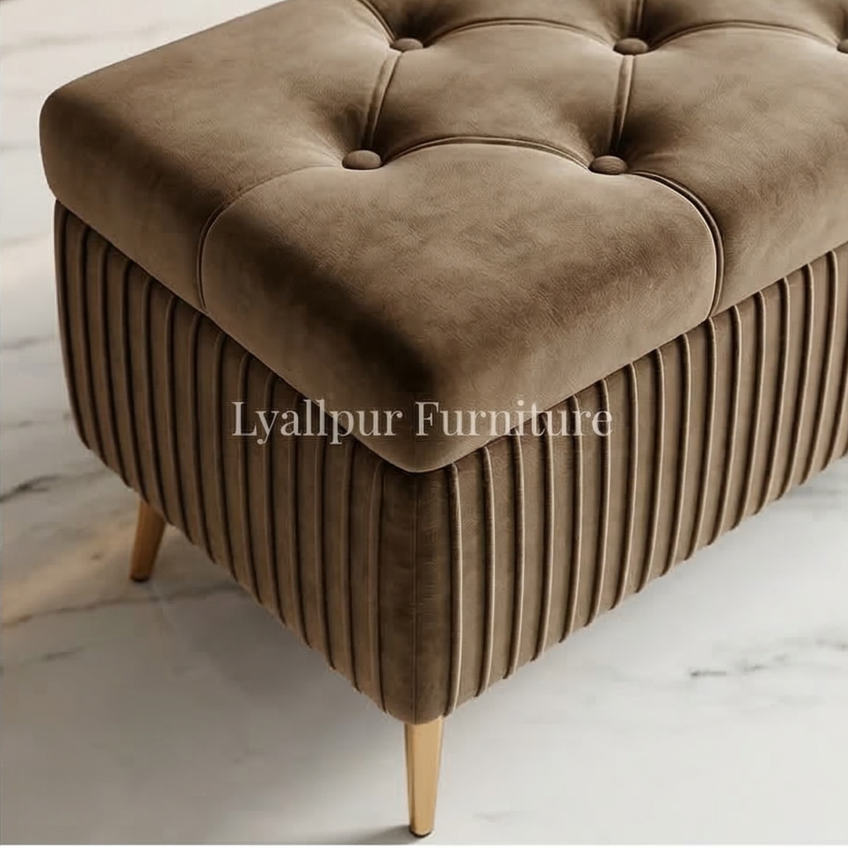 Velvet Tufted Ottoman Bench