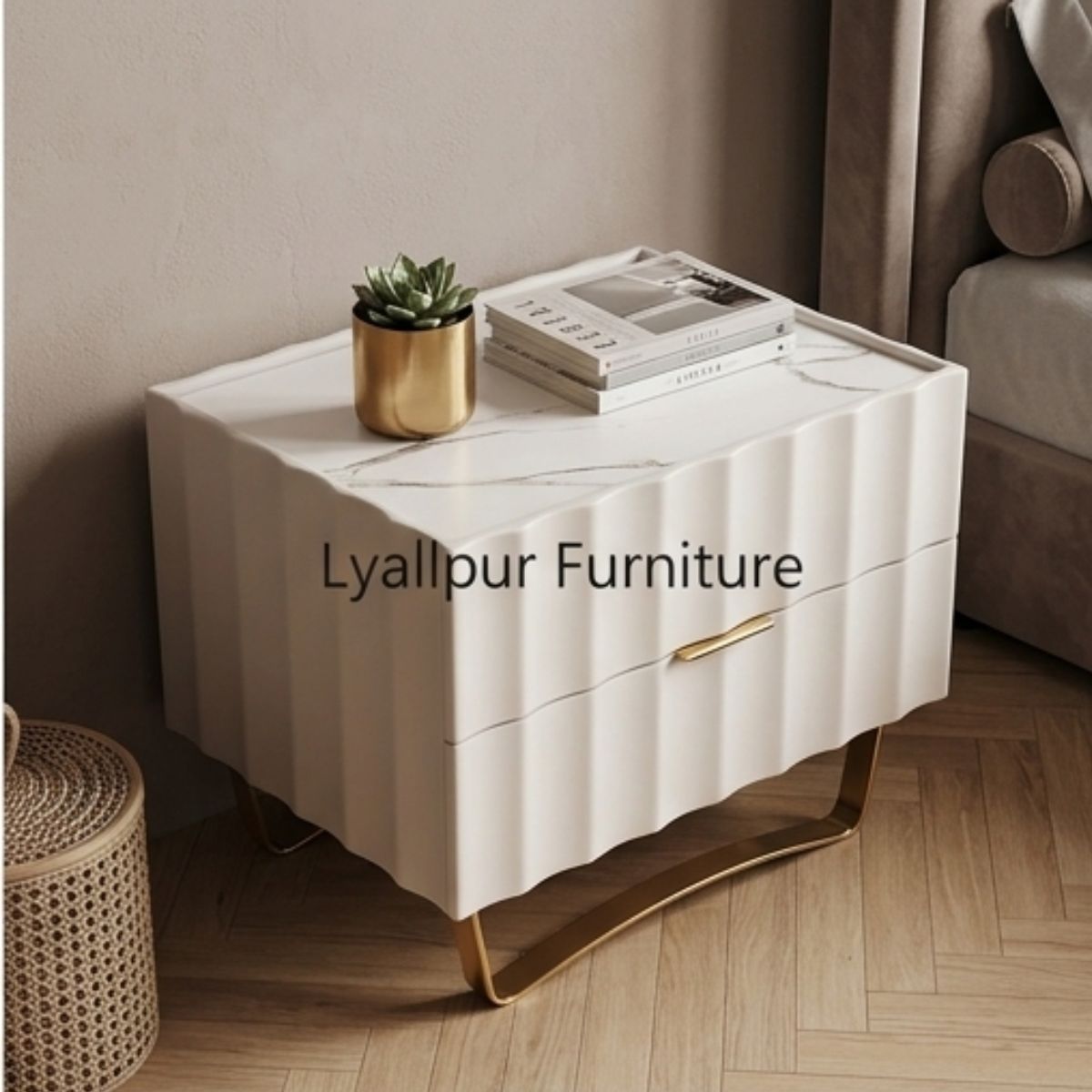 Verona Scalloped Marble Top Nightstand