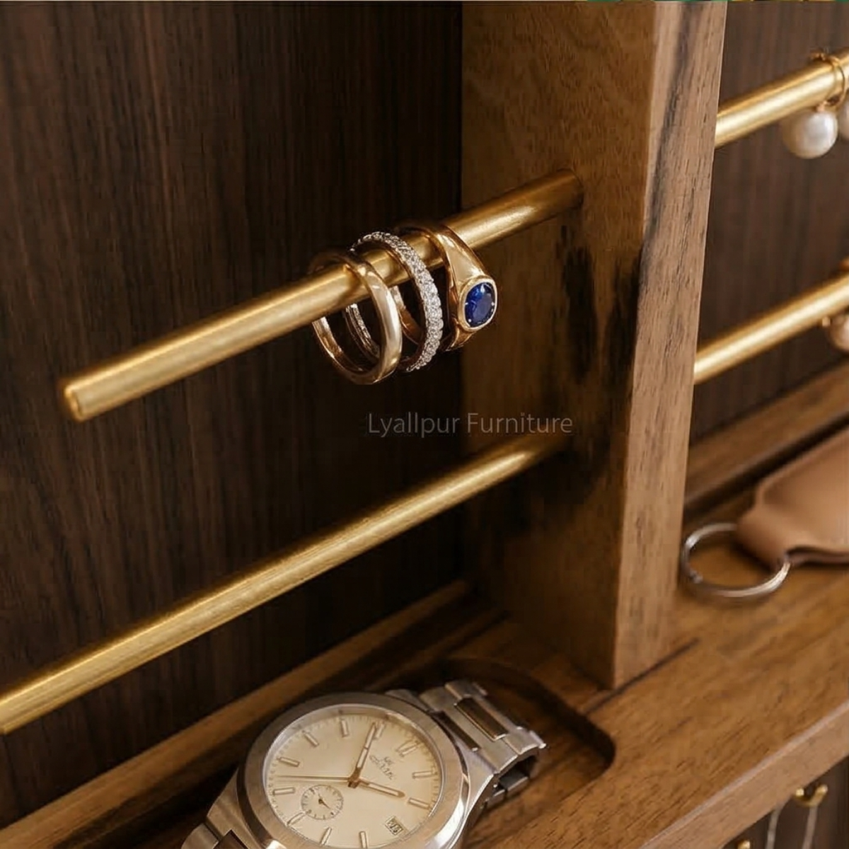 Walnut & Gold Jewelry Organizer