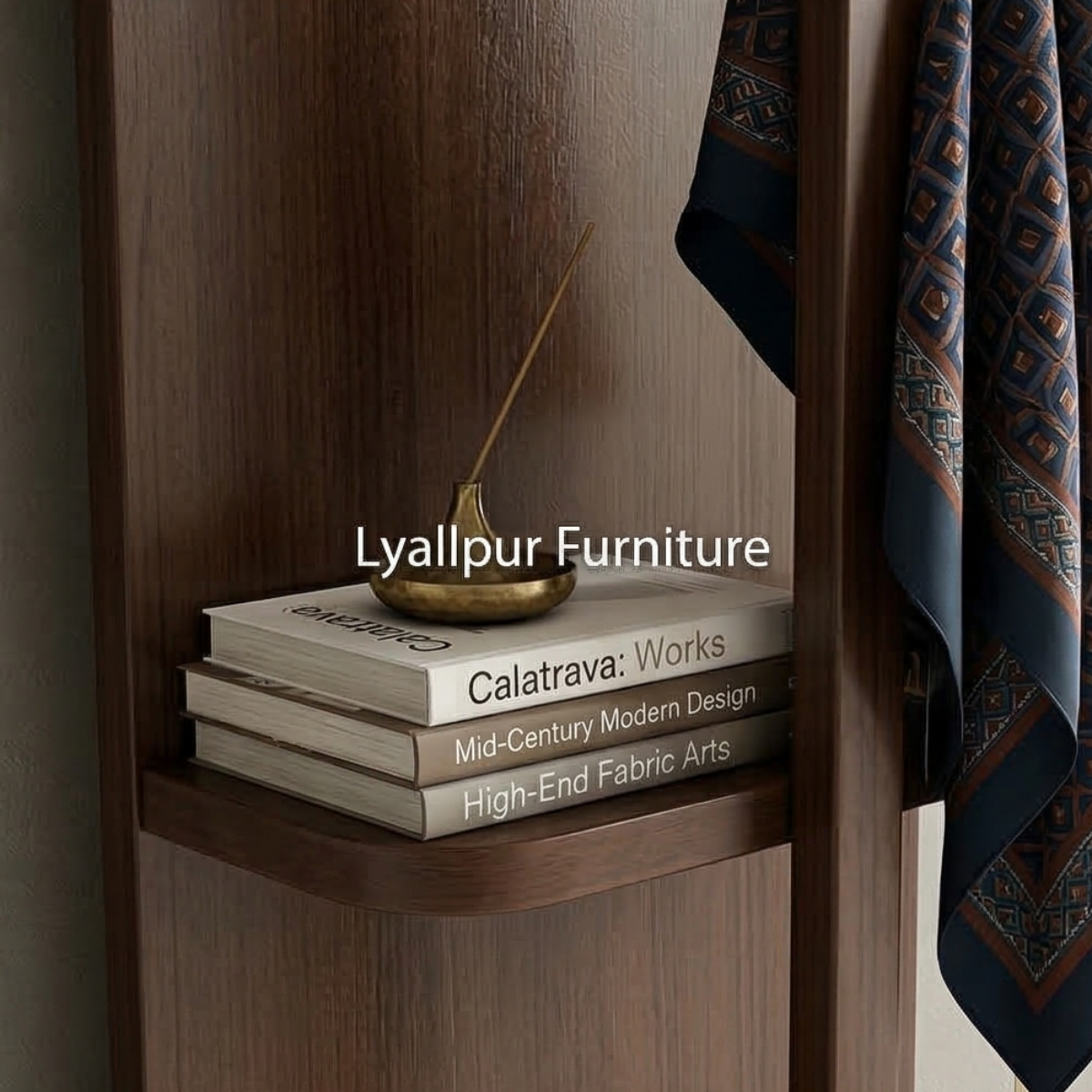 Walnut Swivel Mirror & Coat Rack