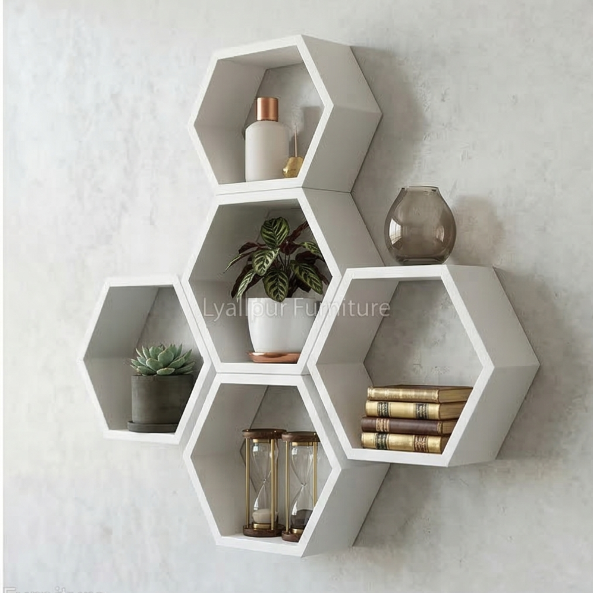 White Hexagon Honeycomb Shelves
