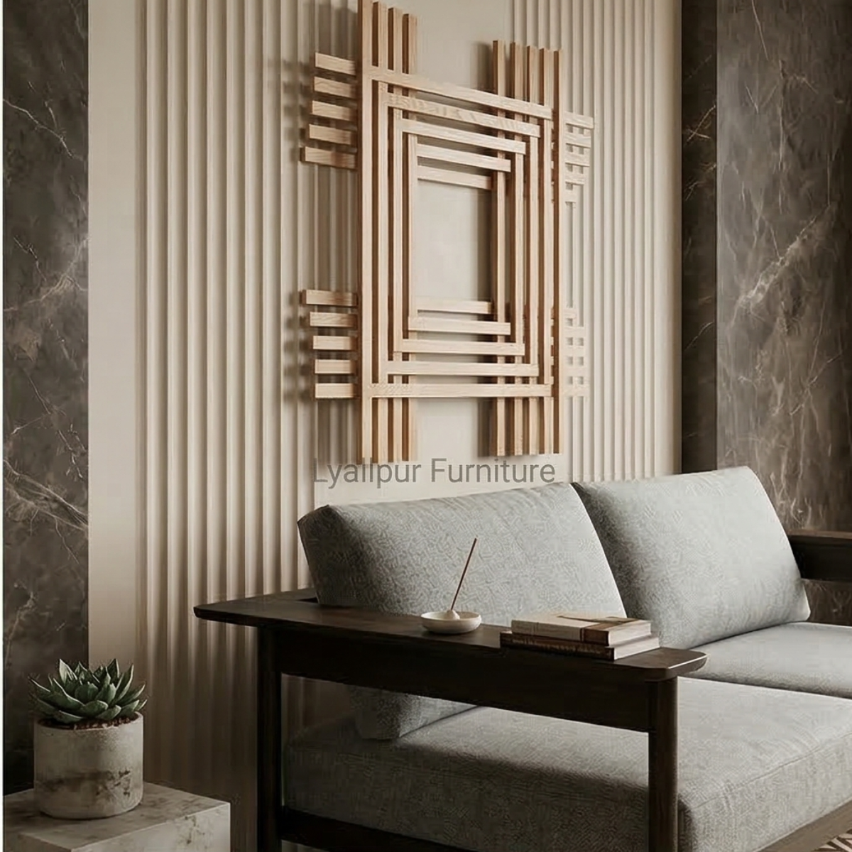 Woven Oak Geometric Wall Art