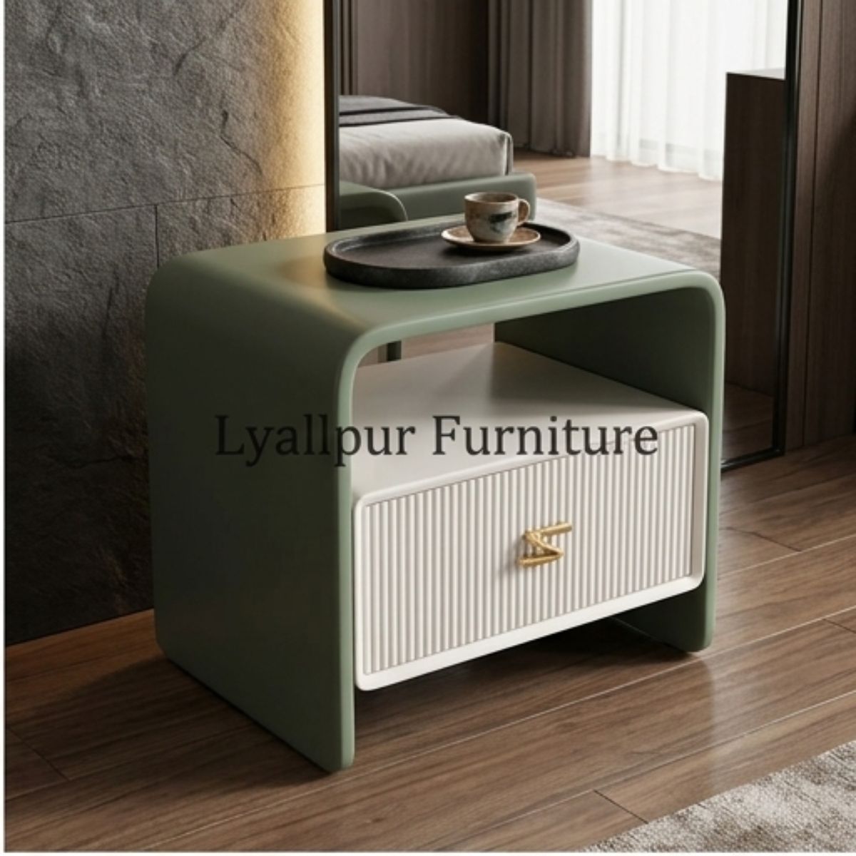 Zaria Curved Olive Side Table