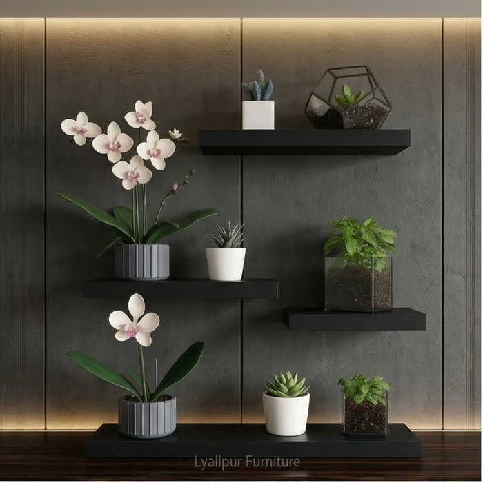 Black Floating Shelf Trio